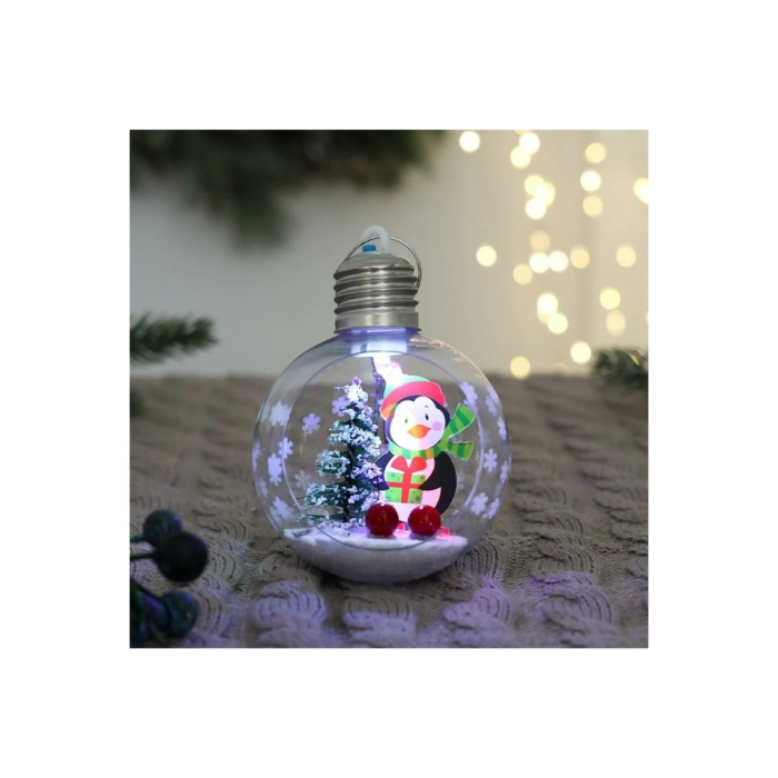 Glob de Craciun, , cu LED, Model Pinguin, 10 x 5 x 3 cm, Multicolor [4]