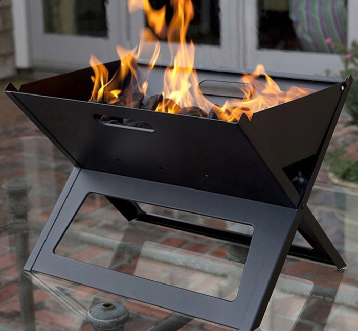 Gratar metalic pe carbune, pliabil, din otel cu tava cromata, 46x31x29cm, negru [6]