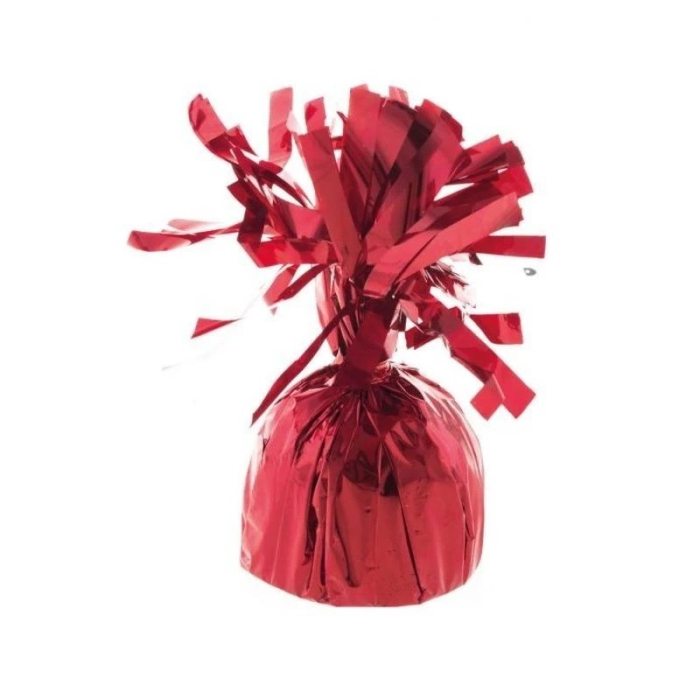 Greutate pentru Baloane cu Heliu, , din Folie cu Franjuri, 170g, 13 x 5 x 3 cm, Rosu [2]