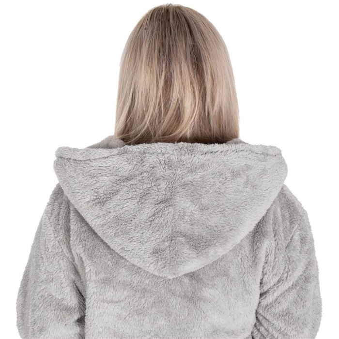 Halat de baie pentru femei pana la genunchi, cu gluga, marimea S/M, gri [6]