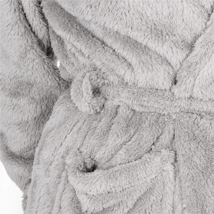 Halat de baie pentru femei pana la genunchi, cu gluga, marimea L/XL, gri [9]