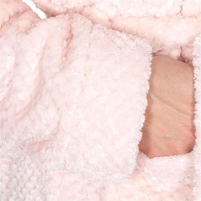 Halat de baie pentru femei pana la genunchi, cu gluga, marimea L/XL, roz [16]