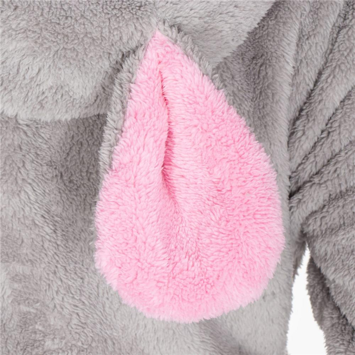 Halat de baie pentru femei pana la genunchi, gluga cu urechi , marimea L/M, gri si nuante de roz [10]