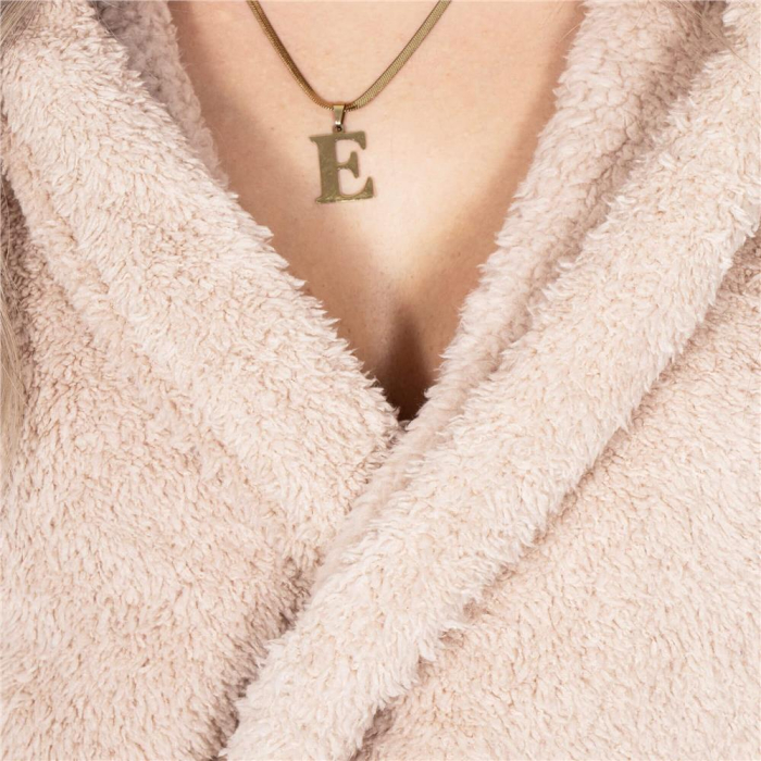 Halat de baie pentru femei pana la genunchi, gluga cu urechi , marimea S/M, bej [9]