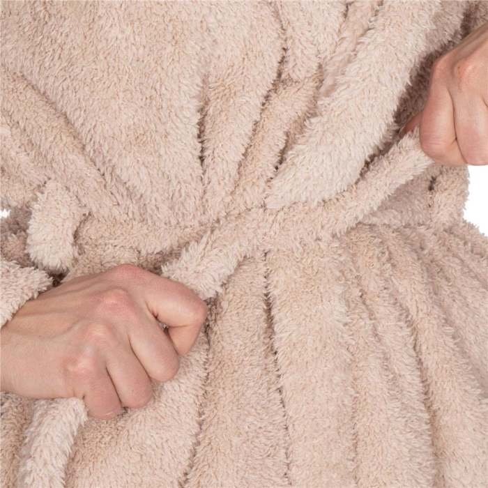 Halat de baie pentru femei pana la genunchi, gluga cu urechi , marimea S/M, bej [12]