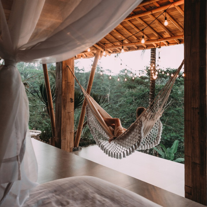 Hamac doua persoane cu franjuri si 2 perne, 200kg, 200×150 cm, bej [13]