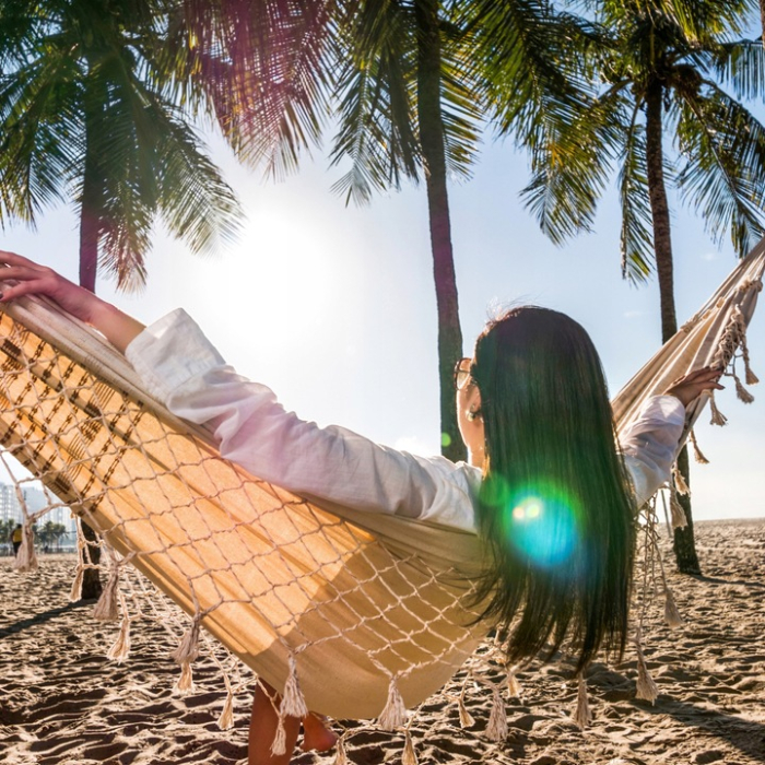 Hamac doua persoane cu franjuri si 2 perne, 200kg, 200×150 cm, bej [15]