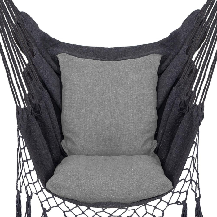 Hamac tip leagan suspendat pentru casa sau gradina, gri cu perne, 130x100cm, 150kg [14]