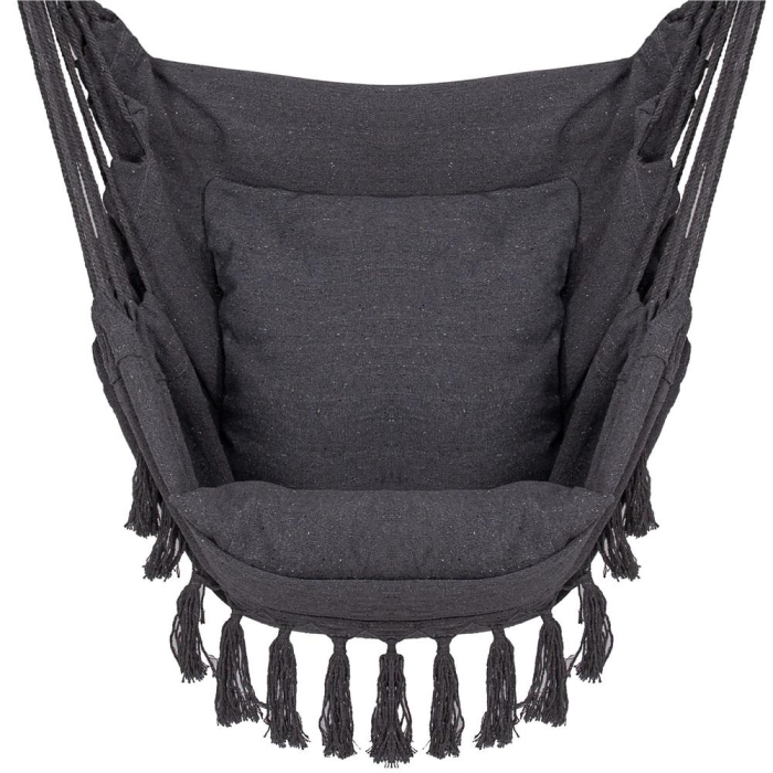 Hamac tip leagan suspendat pentru casa sau gradina HM45, gri inchis cu perne, 130x100cm, 150kg [8]