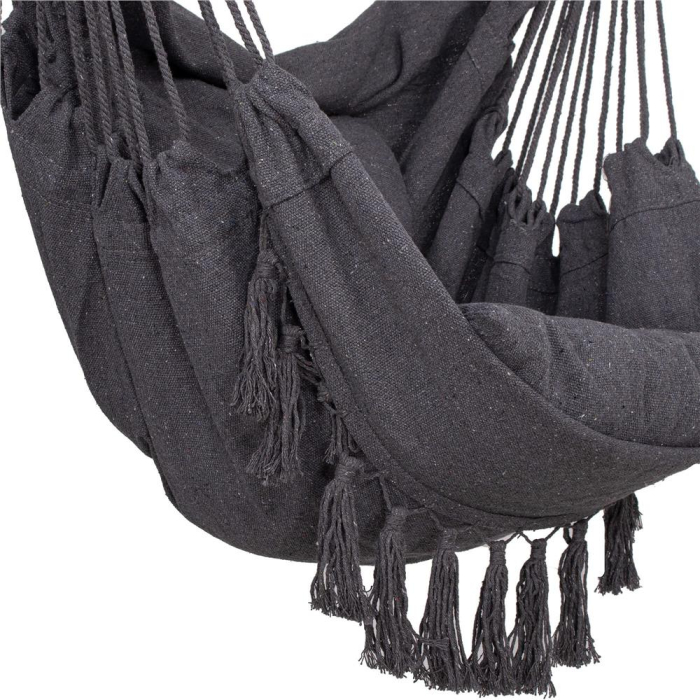 Hamac tip leagan suspendat pentru casa sau gradina HM45, gri inchis cu perne, 130x100cm, 150kg [15]