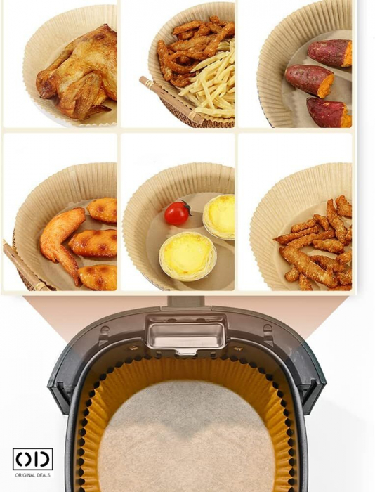 hartie de copt pentru air fryer Hartie de copt pentru friteoza hartie de copt in forma de farfurie hartie de copt rotunda hartie de unica folosinta pentru air fryer [5]