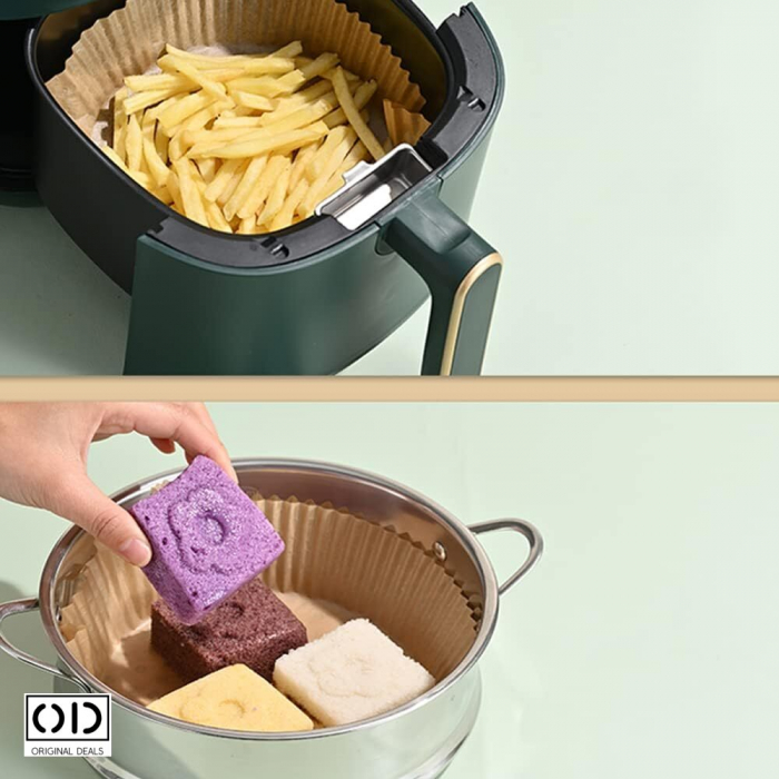 hartie de copt pentru air fryer Hartie de copt pentru friteoza hartie de copt in forma de farfurie hartie de copt rotunda hartie de unica folosinta pentru air fryer [7]