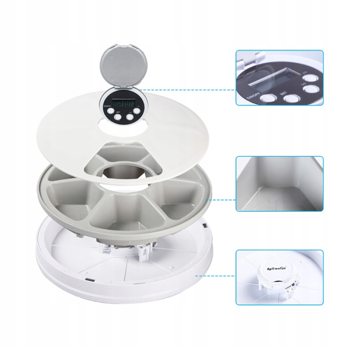 Hranitor automat pentru caini si pisici, sunet hranire, capacitate dispenser 6x70gr, cu display digital [9]