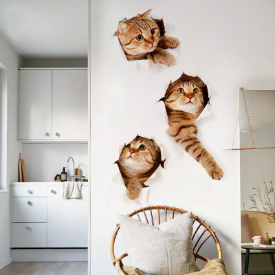 Sticker Autocolant Decorativ pentru Multiple Suprafete cu 3 Pisici Simpatice [6]