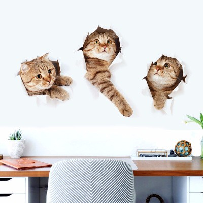 Sticker Autocolant Decorativ pentru Multiple Suprafete cu 3 Pisici Simpatice [7]