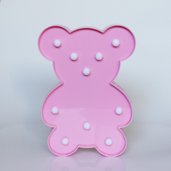 Lampa de Veghe cu Lumina Ambientala cu 10 Becuri LED Lumina Calda - Ursulet, Roz [5]