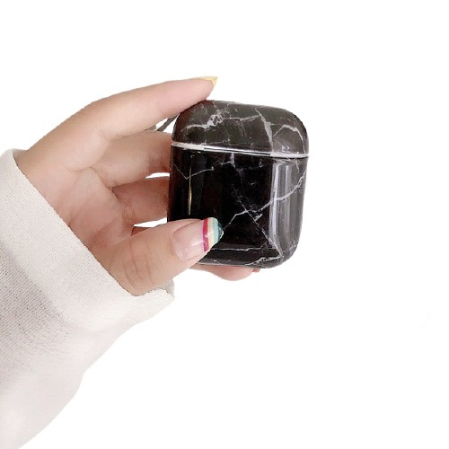 Husa AirPods cu Inel Prindere Marble Negru [4]