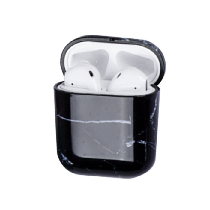 Husa AirPods cu Inel Prindere Marble Negru [2]