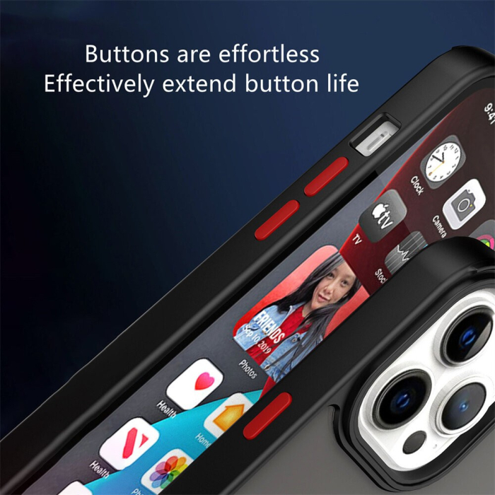 Husa Anti Fall Metal Bracket pentru Apple iPhone 14 Pro, Rezistenta la socuri, Margini colorate, Cu inel de prindere magnetic, , Negru [5]