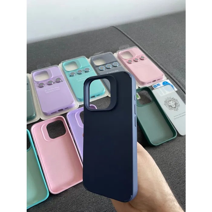 Husa Apple iPhone 13 Pro, , din Silicon Lichid, Interior din Microfibra, Lentile Fosforescente de Protectie Camera, Anti Amprenta, Rezistenta la Socuri, Albastru Marin [2]