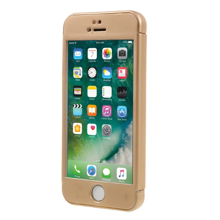 Husa Apple iPhone 5/5S/SE Full Cover 360 Auriu + Folie de protectie [7]