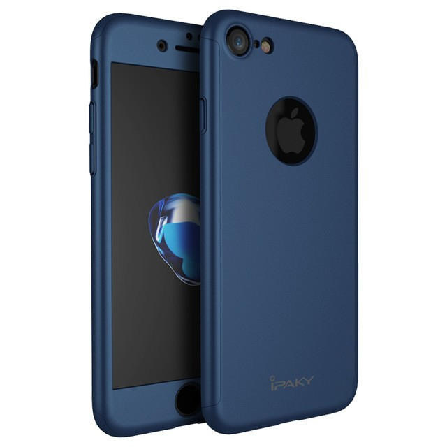 Husa Apple iPhone 7 IPAKY Full Cover 360 Albastru + Folie Cadou [4]