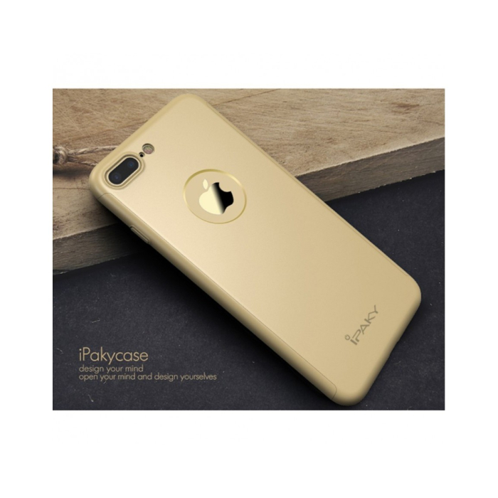Husa Apple iPhone 7 Plus IPAKY Full Cover 360 Auriu + Folie Cadou [5]