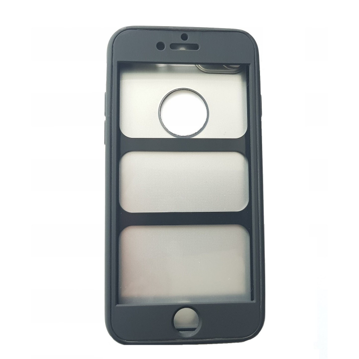 Husa Apple iPhone 8 Full Silicone 360 Negru + Folie de protectie [3]