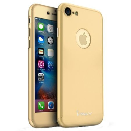 Husa Apple iPhone 8 IPAKY Full Cover 360 Auriu + Folie Cadou [6]