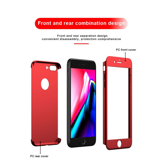 Husa Apple iPhone 8 Plus IPAKY Full Cover 360 Rosu + Folie Cadou [5]