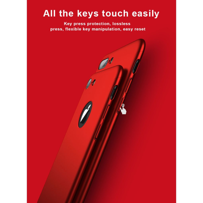 Husa Apple iPhone 8 Plus IPAKY Full Cover 360 Rosu + Folie Cadou [4]