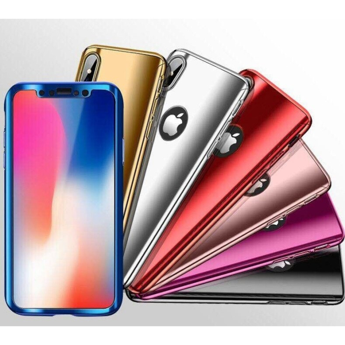 Husa Apple iPhone X Full Cover 360 Negru lucios + Folie de protectie [3]