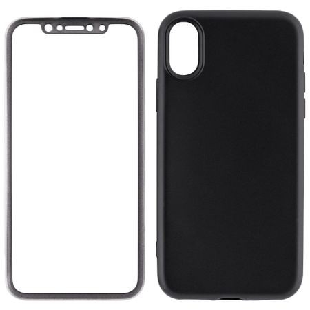 Husa Apple iPhone X Full Silicone 360 Negru + Folie de protectie [5]