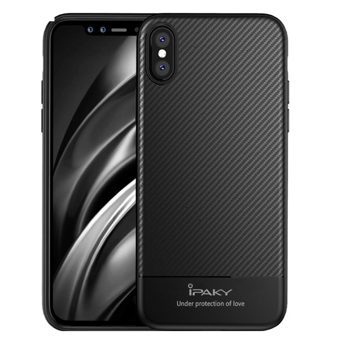 Husa Apple iPhone X IPAKY Carbon Fiber Negru [4]