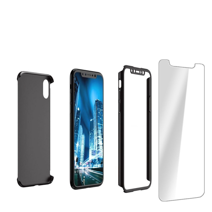 Husa Apple iPhone X IPAKY Full Cover 360 Negru + Folie Cadou [3]