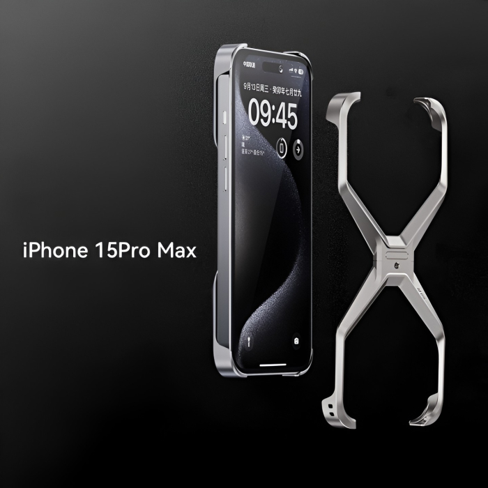 Husa Armor X Compatibila cu iPhone 15 Pro Max, , Aliaj de Aluminiu, Antisoc, Antizgarieturi, Impermeabila, Margini cu 2 Straturi, Aderent, Montare Usoara, Surubelnita Inclusa, Gri Metalizat [5]