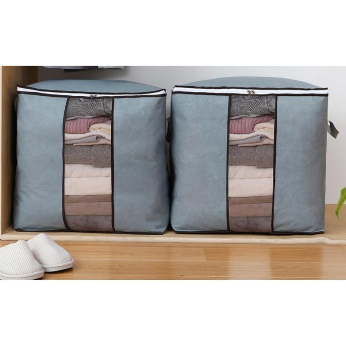 Husa de Depozitare, , Intrebuintare Multipla, Pliabila, cu Fermoar Bidirectional si Fereastra Laterala Transparenta, Lavabila, 50x48x28 cm, Gri [4]