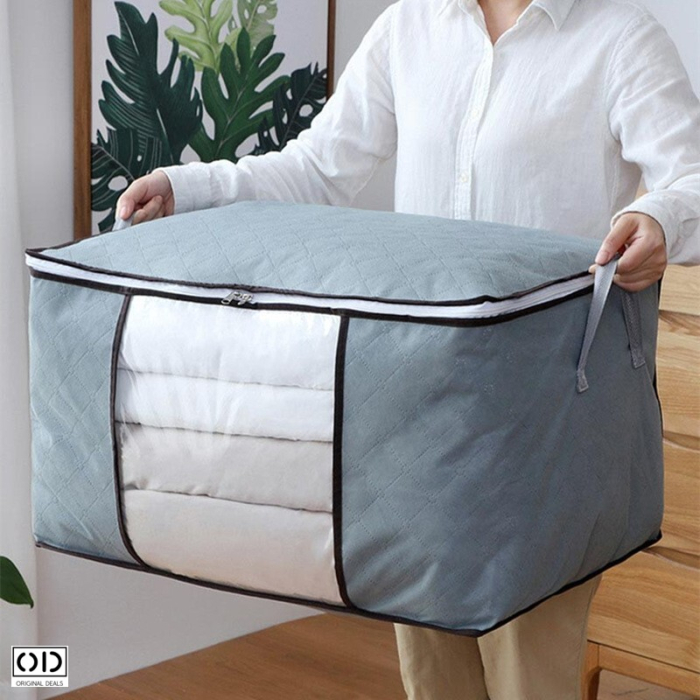 Husa Depozitare ORIGINAL DEALS Gri, 60 x 40 x 35 cm, Fermoar Dublu, Fereastra Transparenta si Manere [4]