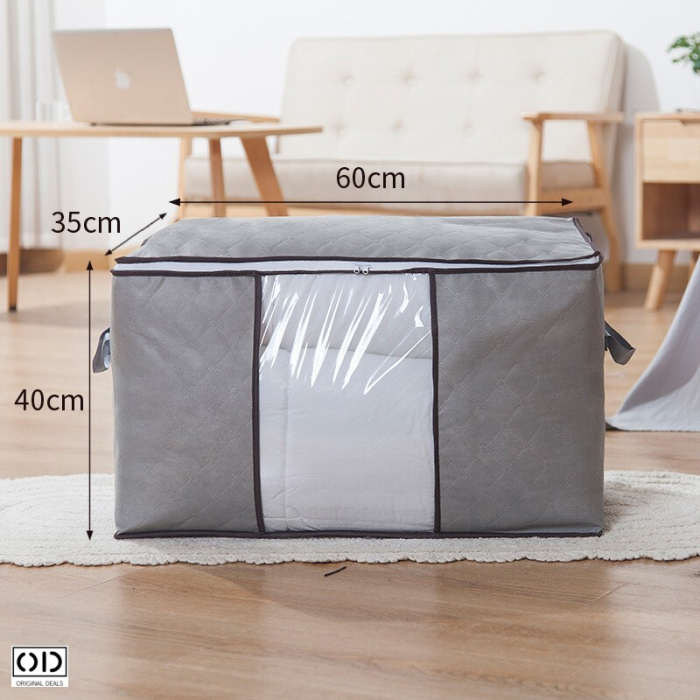 Husa Depozitare ORIGINAL DEALS Gri, 60 x 40 x 35 cm, Fermoar Dublu, Fereastra Transparenta si Manere [6]