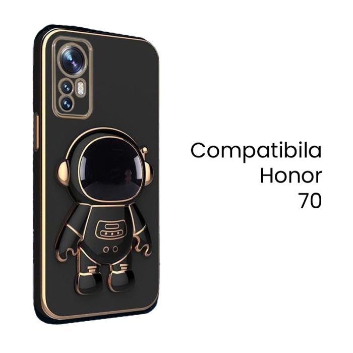 Husa de Protectie 2 in 1, , Husa de Protectie pentru Honor 70, Model Astronaut, Husa cu Suport, din TPU, Negru [2]
