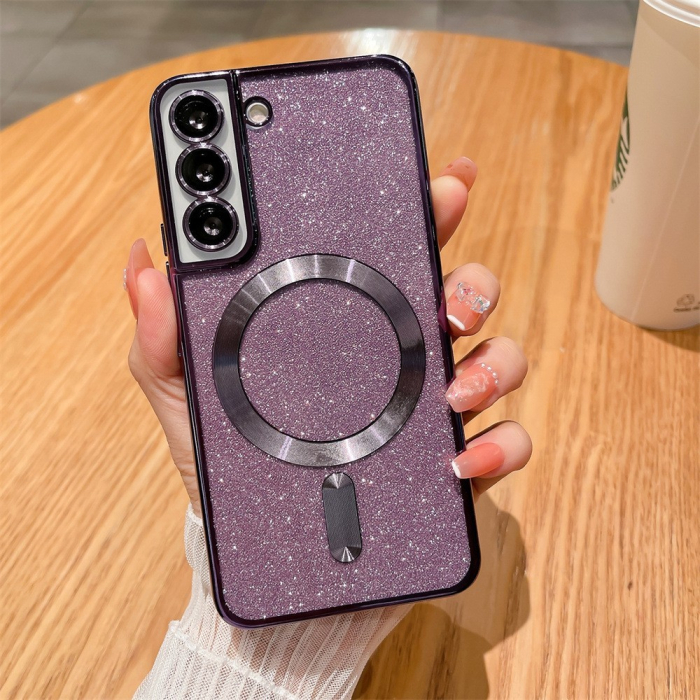 Husa de Protectie 2 in 1, , Husa pentru Samsung Galaxy S24, Glitter Chrome Magsafe, din TPU, Magnetica, cu Protectie Lentila, Mov [2]