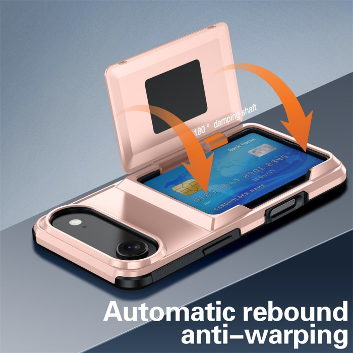 Husa de Protectie compatibila Apple iPhone 17 Air, , Compartiment pentru Carduri, Anti-alunecare, Protectie PC, Rezistenta la Zgirieturi, Rose Gold [3]