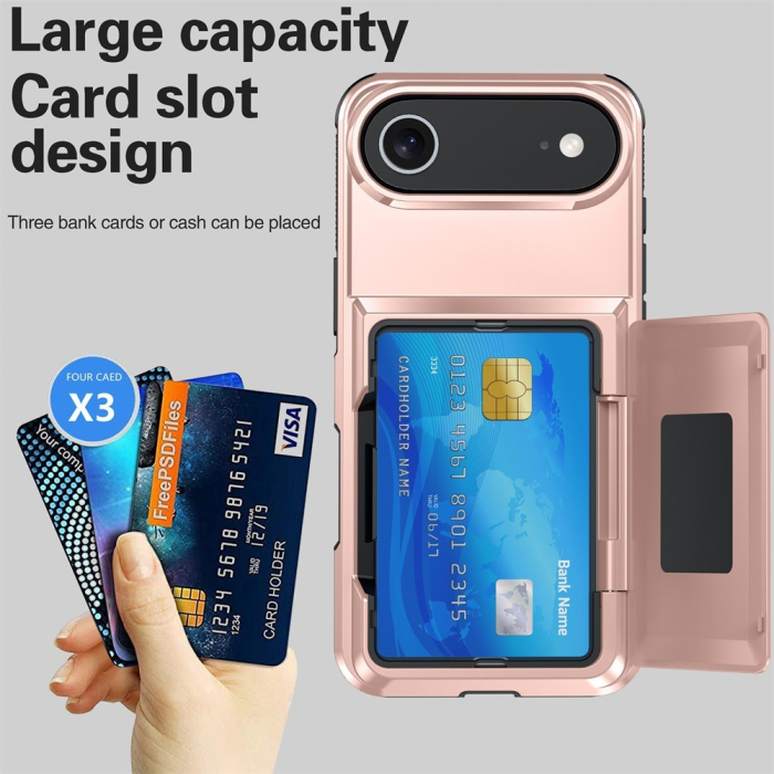 Husa de Protectie compatibila Apple iPhone 17 Air, , Compartiment pentru Carduri, Anti-alunecare, Protectie PC, Rezistenta la Zgirieturi, Rose Gold [4]
