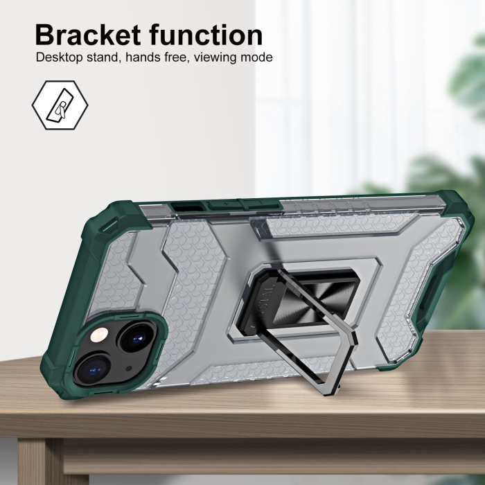 Husa de protectie compatibila cu Apple iPhone 13 Acrylic Armor cu suport Verde Inchis [3]