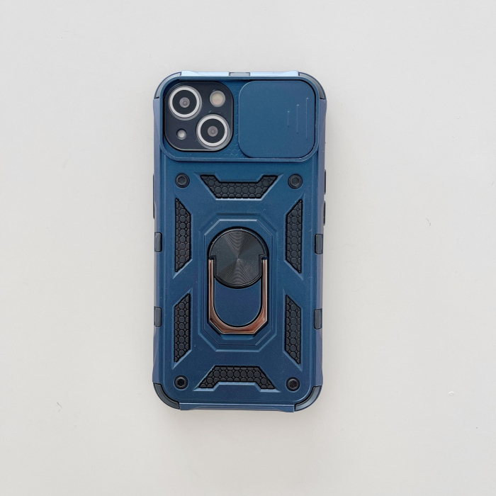 Husa de protectie compatibila cu Apple iPhone 13 Defender Model 4 cu suport,Albastru [2]