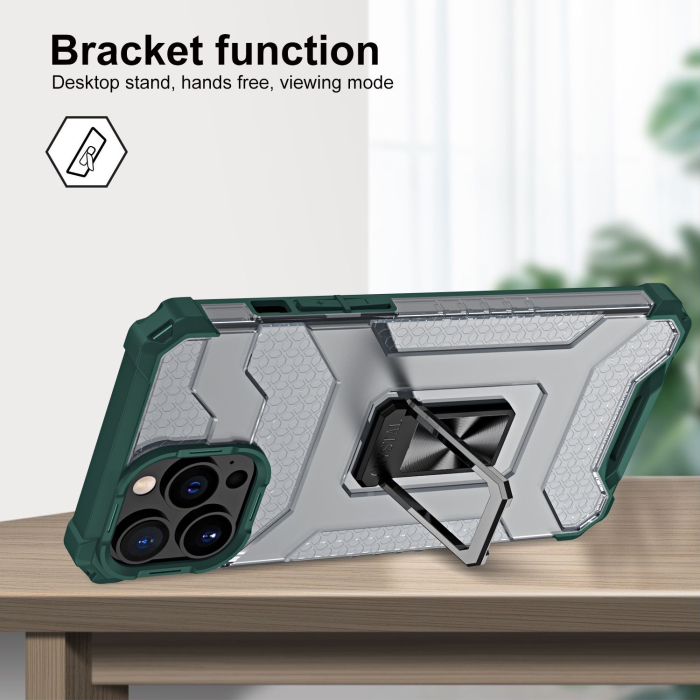 Husa de protectie compatibila cu Apple iPhone 13 Pro Acrylic Armor cu suport Verde Inchis [2]