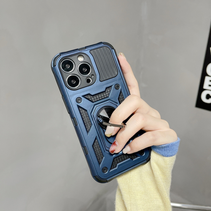 Husa de protectie compatibila cu Apple iPhone 13 Pro Max Defender Model 4 cu suport,Albastru [2]