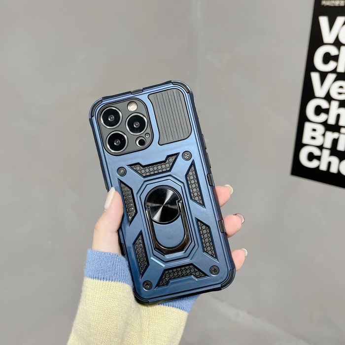 Husa de protectie compatibila cu Apple iPhone 13 Pro Max Defender Model 4 cu suport,Albastru [5]