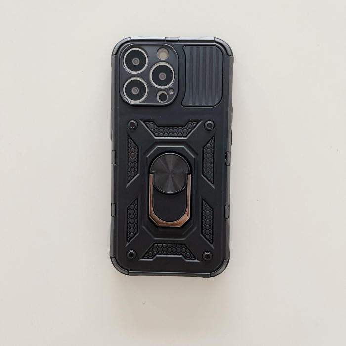 Husa de protectie compatibila cu Apple iPhone 13 Pro Max Defender Model 4 cu suport,Negru [3]