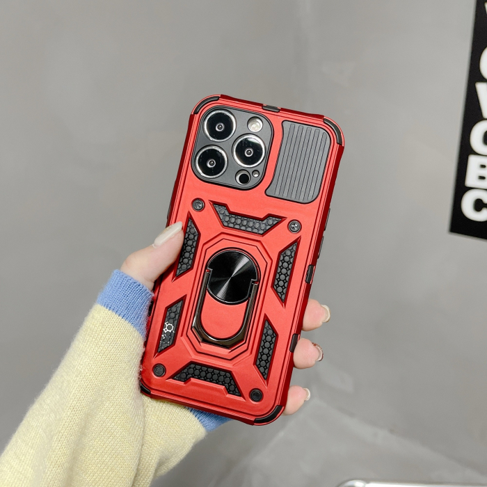 Husa de protectie, , compatibila cu Apple iPhone 13 Pro Max Defender, Model 4 cu suport, Rosu [2]